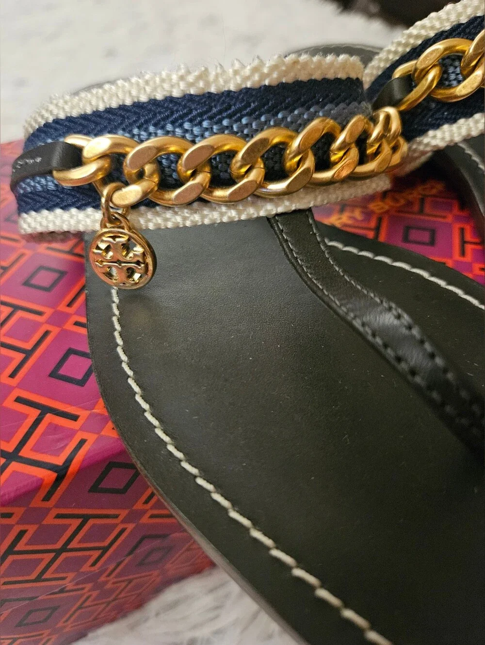 Tory Burch Mini Benton Chain Band Sandals | Size 5.5 | NWT